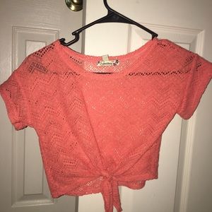 Coral See-through Crop Top